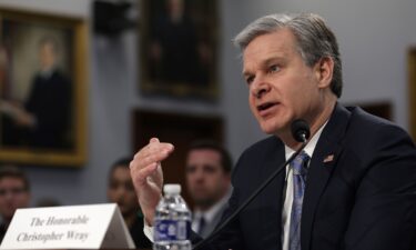 FBI Director Christopher Wray testifies during a hearing before the Commerce