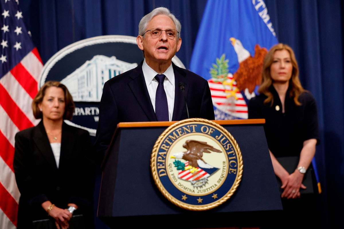 <i>Chip Somodevilla/Getty Images</i><br/>Attorney General Merrick Garland speaks at a news conference on June 23 in Washington.