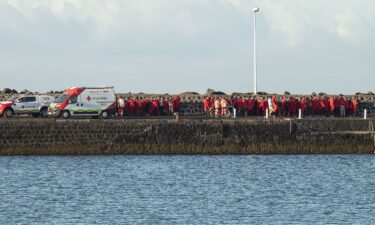 Another boat arrived at a port in Lanzarote