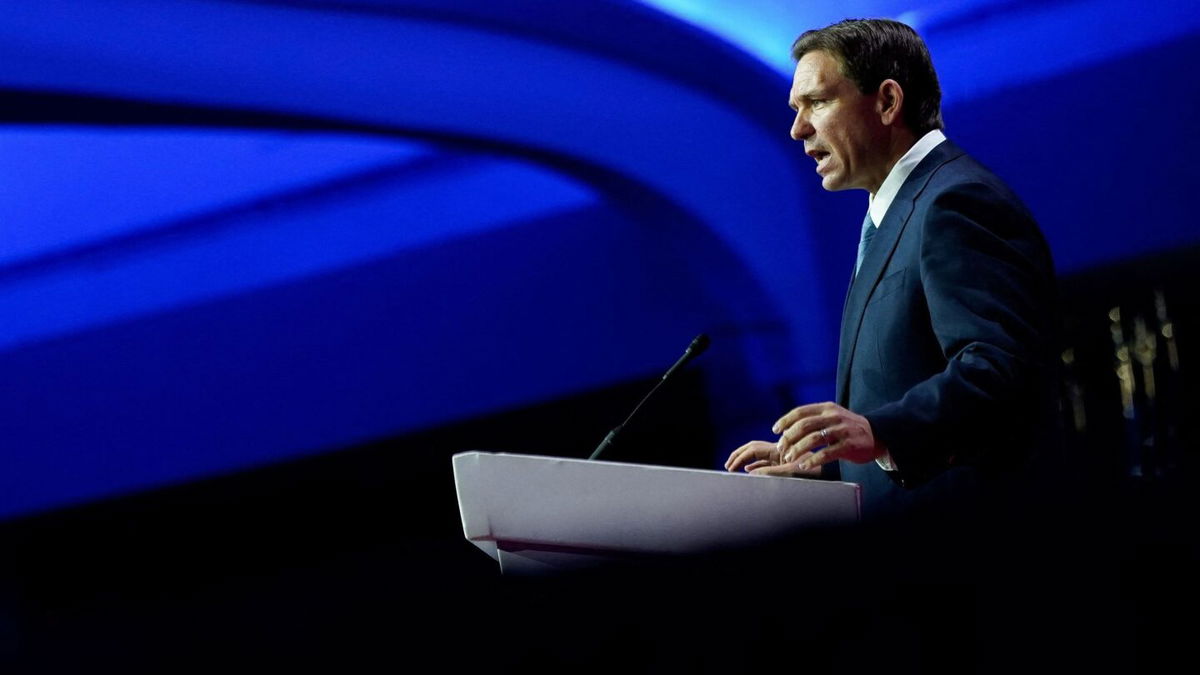 <i>Elizabeth Frantz/Reuters</i><br/>Republican presidential candidate Florida Gov. Ron DeSantis addresses The Faith and Freedom Coalition's 2023 