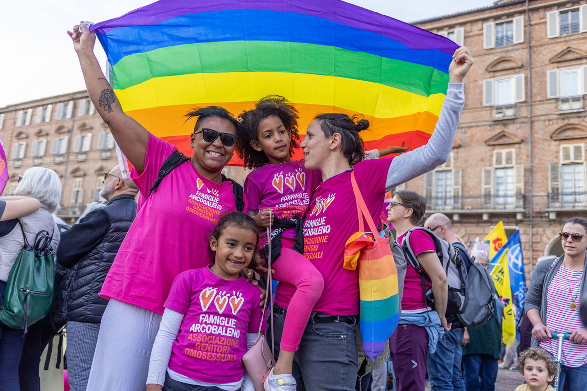 <i>Simona Granati/Corbis/Getty Images</i><br/>Supporters of the Italian LGBT organization Rainbow Families Association protesting in Rome in March.