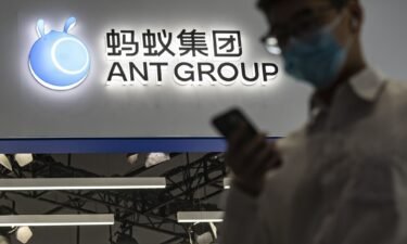 China fines Jack Ma’s Ant Group nearly $1 billion. An Ant Group booth is pictured here at the World Artificial Intelligence Conference in Shanghai