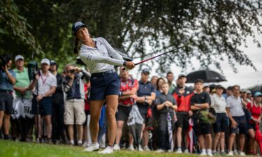 France's Celine Boutier competes in action during the third round of the Evian Championship in Evian-les-Bains