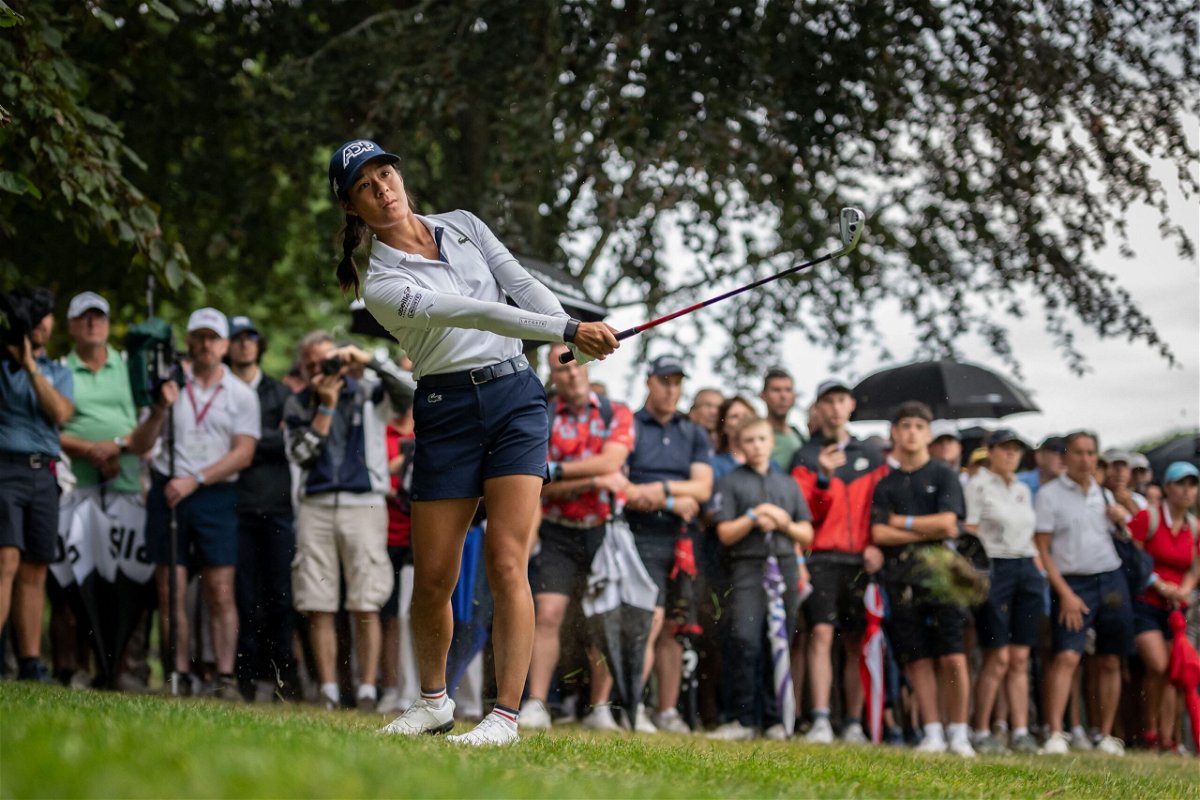 <i>Fabrice Coffrini/AFP/Getty Images</i><br/>Céline Boutier is pictured competing at the Evian Championship on July 29.