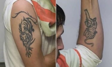 The Warren Police Department released images showing Michael Charles Burham's tattoos.