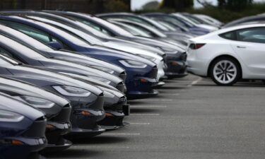 Brand new Tesla cars are displayed on the sales lot at a Tesla dealership on May 16 in Colma