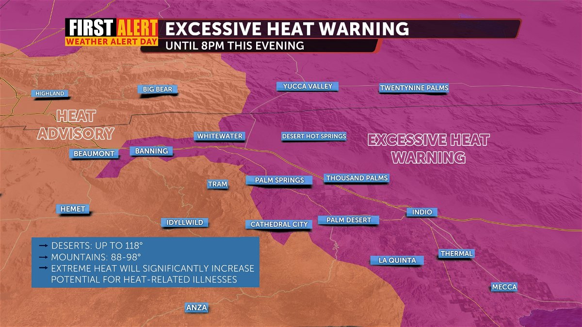 EXCESSIVE HEAT WARNING REMAINS IN EFFECT FROM 10 AM MONDAY TO 8 PM PDT  THURSDAY * - Coachella Valley