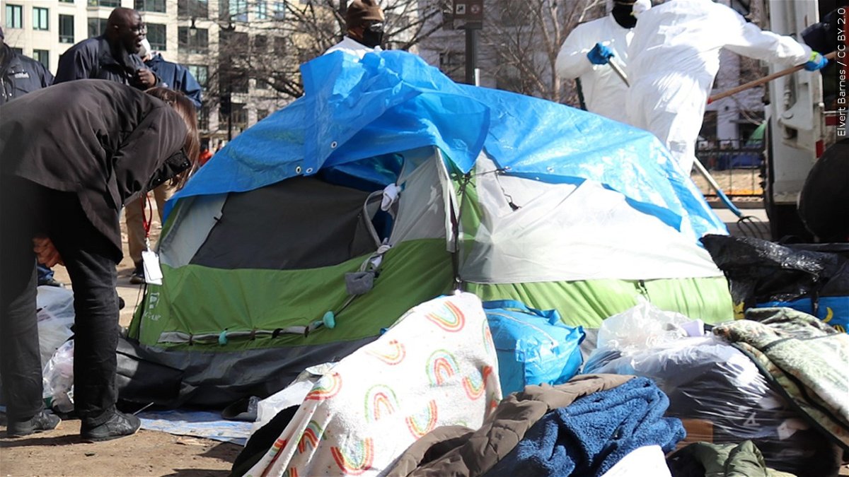 PHOTO: A tent within a homeless encampment, Photo Date: 2/15/2023