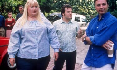 Gwyneth Paltrow and Jack Black on set for "Shallow Hal."