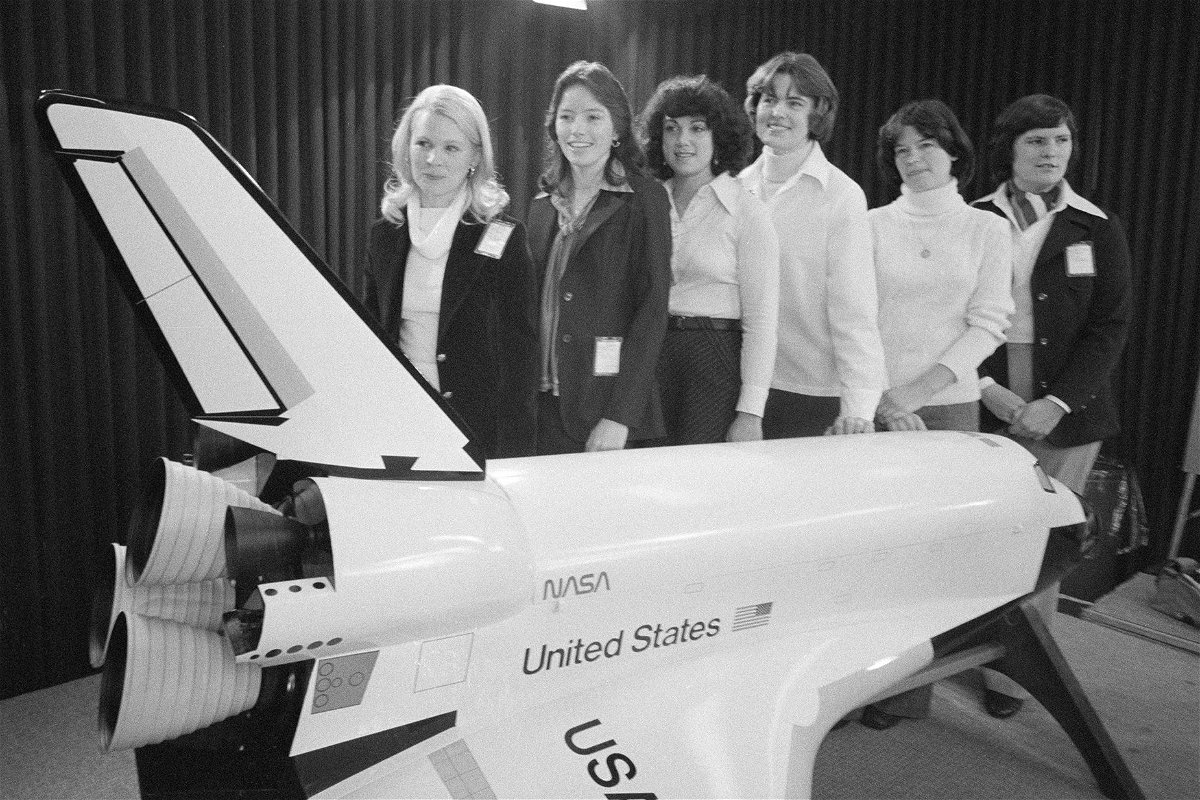 <i>NASA</i><br/>The first class of women astronauts selected by NASA is shown in 1978 ahead of training: (from left) Rhea Seddon
