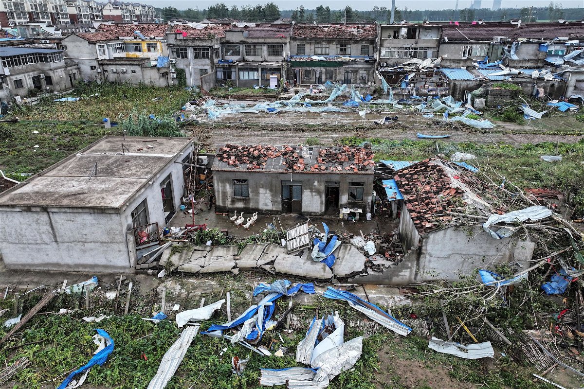 <i>CFOTO/Future Publishing/Getty images</i><br/>Damage after the tornado in Suqian city