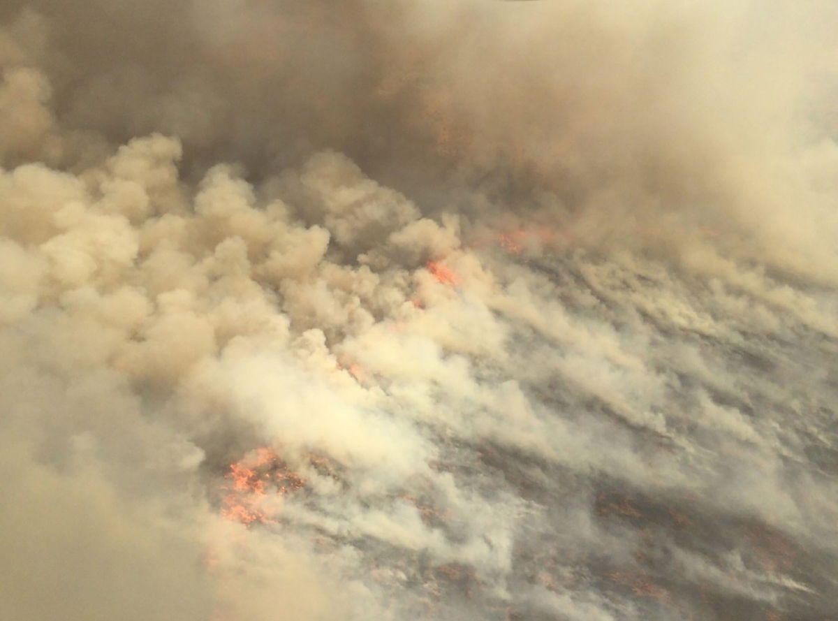 <i>Bushfires NT/Facebook</i><br/>Crews are continuing to work on the containment line along the Gosse River after the fire breached a section along the north-west edge.