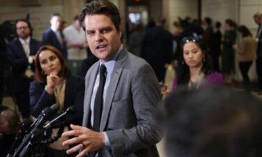 Republican Rep. Matt Gaetz of Florida speaks in the US Capitol Visitors Center in November 2022 in Washington