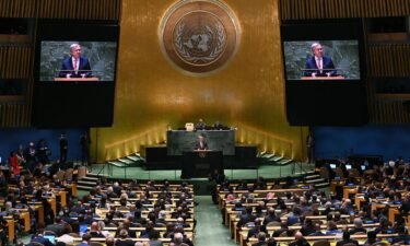 US Secretary-General Antonio Guterres addresses the 78th United Nations General Assembly at UN headquarters in New York City on September 19.