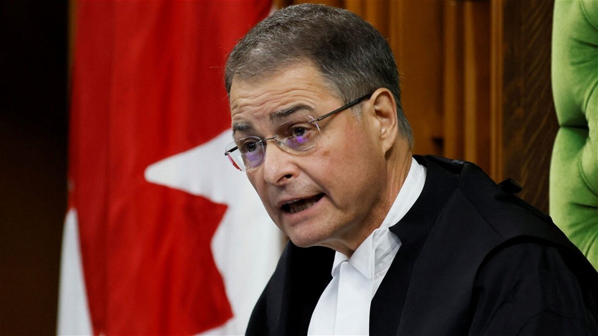 <i>Blair Gable/Reuters</i><br/>Speaker of the House of Commons Anthony Rota speaks on Parliament Hill in Ottawa on September 25. Rota resigned his post on September 26.