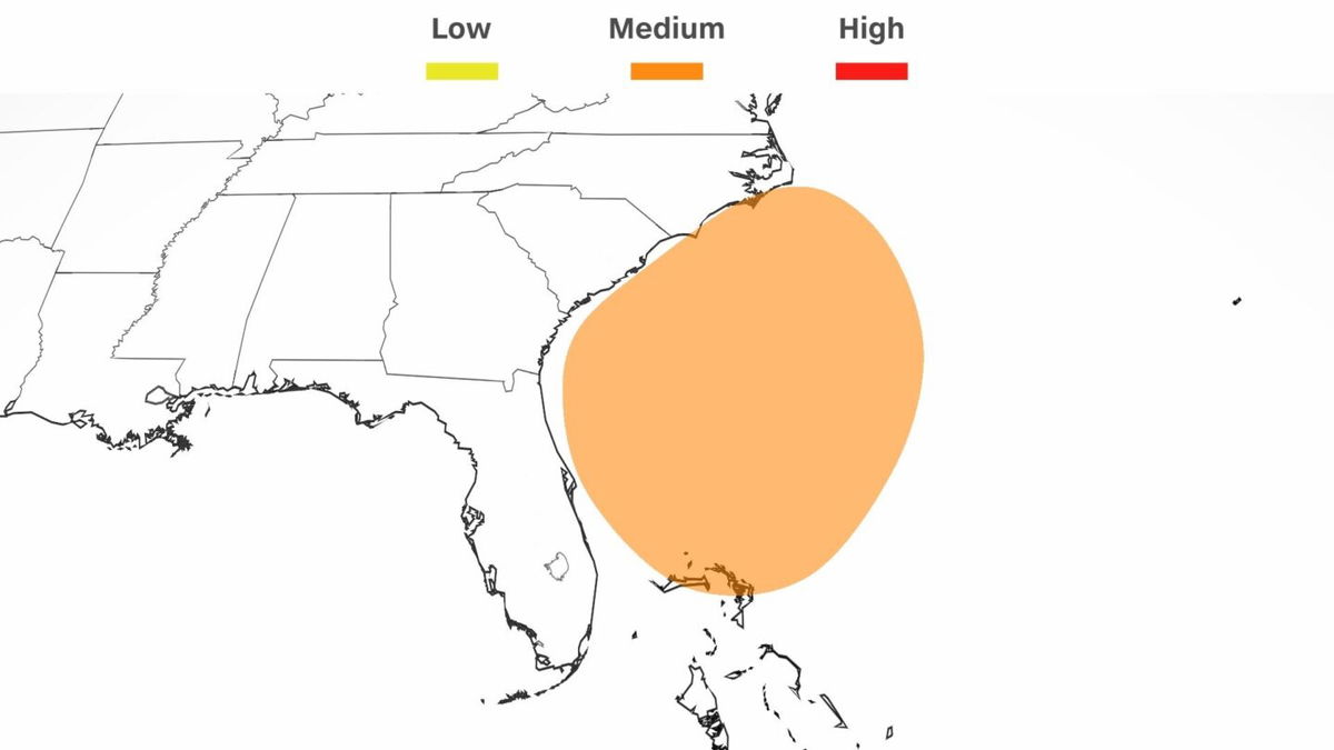 <i>CNN Weather</i><br/>The National Hurricane Center forecast shows a medium chance for subtropical development of the storm