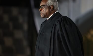 Supreme Court Justice Clarence Thomas attends the ceremonial swearing-in ceremony for Amy Coney Barrett at the White House on October 26