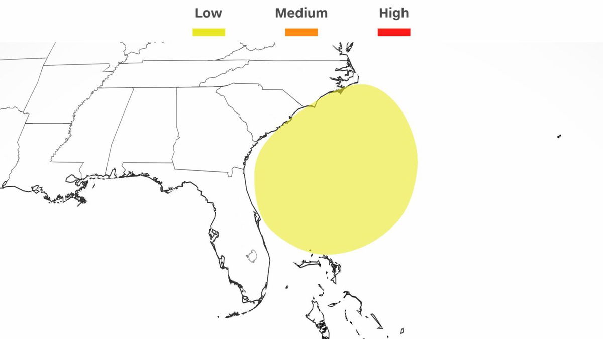 <i>CNN Weather</i><br/>The National Hurricane Center forecast shows a low chance for subtropical development of the storm