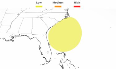 The National Hurricane Center forecast shows a low chance for subtropical development of the storm