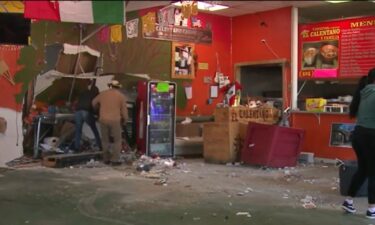 A hit-and-run crash leaves Carnitas El Calentano restaurant in South Valley in pieces.