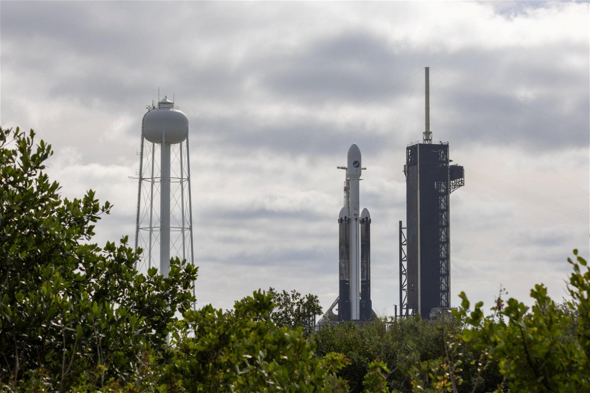 <i>Scott Schilke/Sipa</i><br/>The SpaceX Falcon Heavy rocket stands on the launchpad ahead of a liftoff attempt of the US military's X-37B space plane on December 11. The company delayed the launch then.