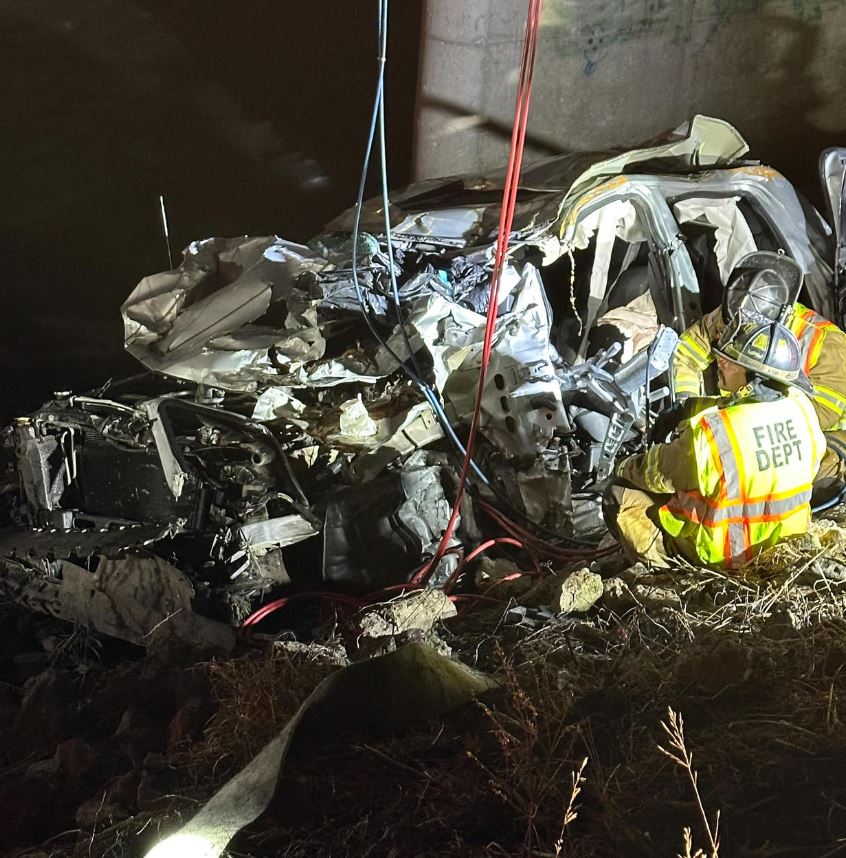 <i>INDIANA STATE POLICE/WWJ</i><br/>Two men out looking for fishing holes in Northwest Indiana came across a driver whose truck had crashed off Interstate 94 – and who said he had been stuck for nearly a week.