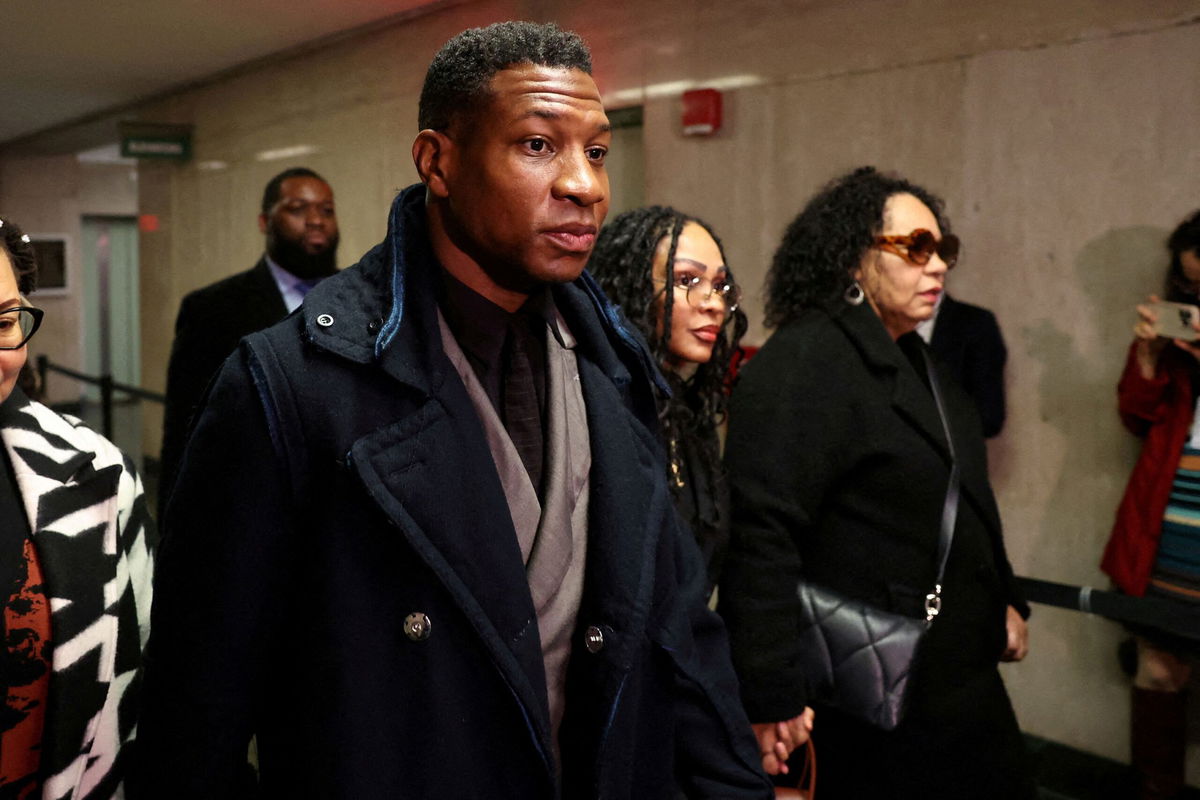 <i>Shannon Stapleton/Reuters</i><br/>Jonathan Majors arriving at court in New York on  December 18