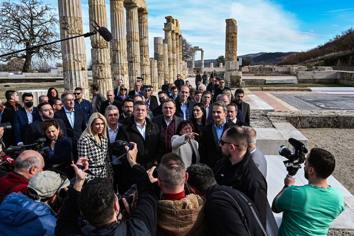 <i>Stringer/AFP/Getty Images</i><br/>An aerial view of the Palace of Aigai after years of restoration work. The palace is where Alexander the Great was crowned king of the Macedonians and is considered not only the biggest but together with the Parthenon