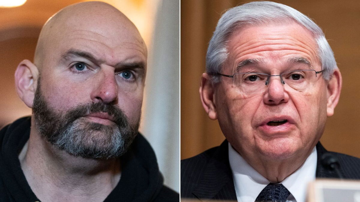 <i>Getty Images/Reuters</i><br/>Sen. John Fetterman told CNN he plans to try to force a vote this week to prevent indicted Sen. Bob Menendez from receiving classified briefings.