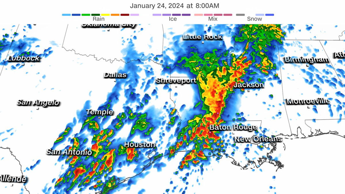 <i>CNN Weather</i><br/>Heavy storms are deluging portions of the South Wednesday morning.