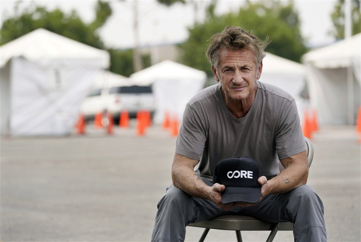 Community Organized Relief Effort (CORE) founder Sean Penn poses for a portrait at a CORE coronavirus testing site at Crenshaw Christian Center, Friday, Aug. 21, 2020, in Los Angeles. (AP Photo/Chris Pizzello)