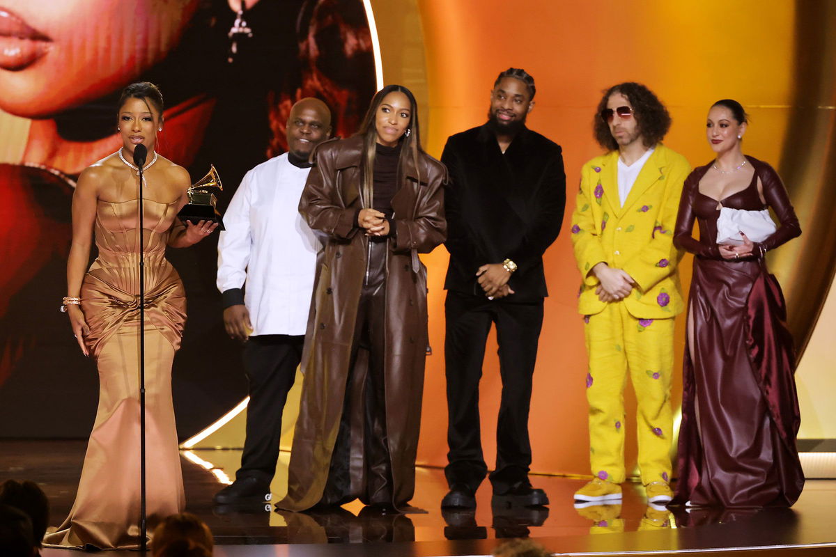 <i>Kevin Winter/Getty Images for The Recording Academy</i><br/>Victoria Monet accepts the best new artist Grammy on February 4.