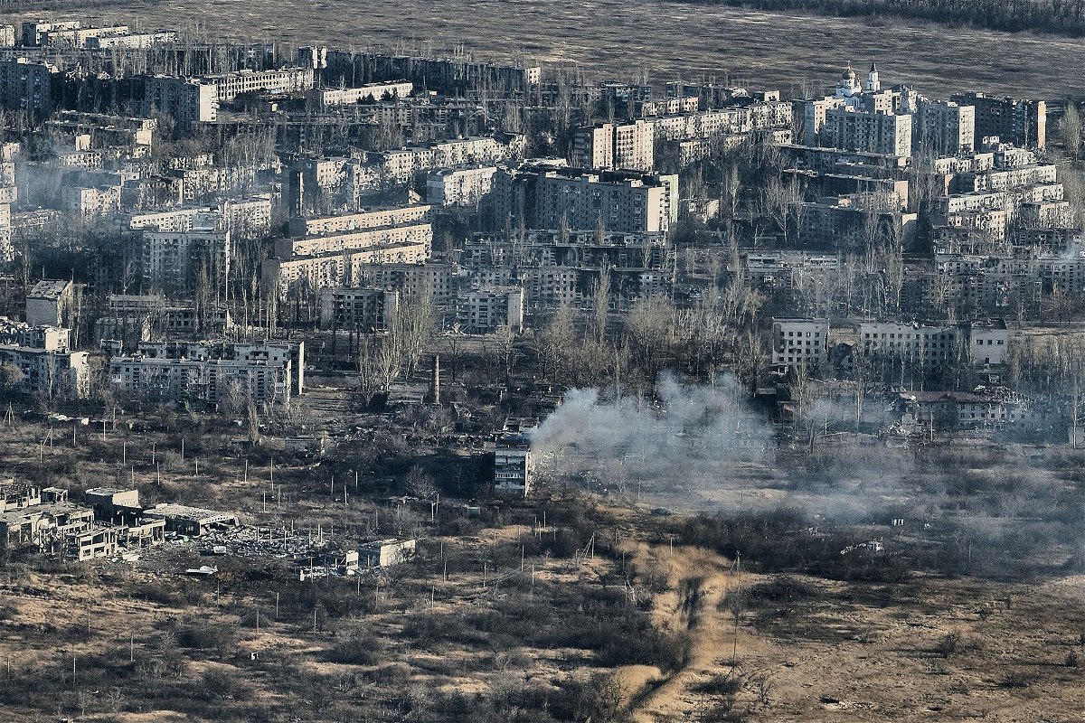 <i>Kostiantyn Liberov/Libkos/Getty Images</i><br/>Avdiivka's destroyed buildings as seen on Thursday.