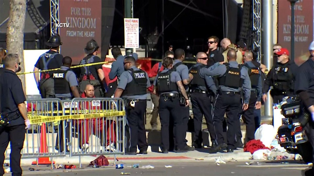 <i>KCTV</i><br/>Two men were charged with murder and other felony charges for their roles in the mass shooting after a Kansas City Chiefs championship rally last week.