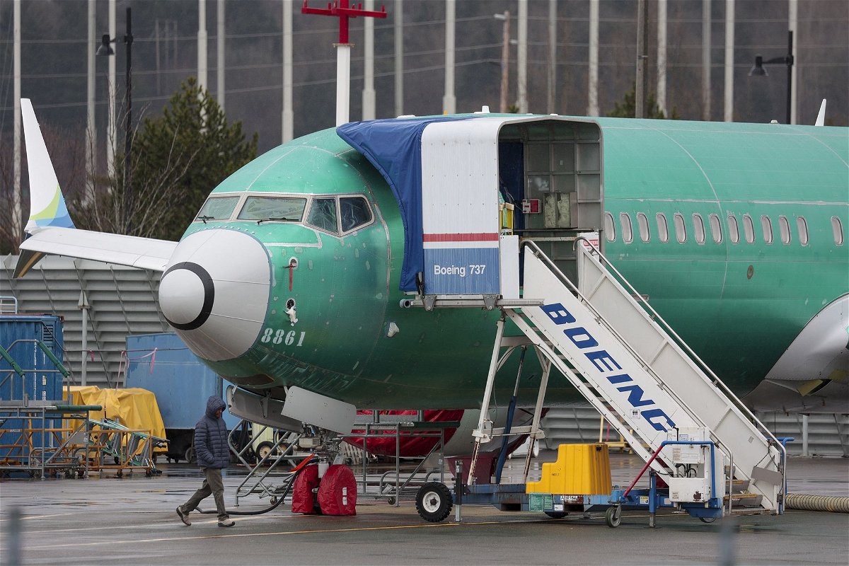 <i>Jason Redmond/AFP/Getty Images</i><br/>An unpainted Boeing 737-8 MAX parked at Renton Municipal Airport adjacent to Boeing's factory. The company had its worst month for orders in January since the height of the pandemic.