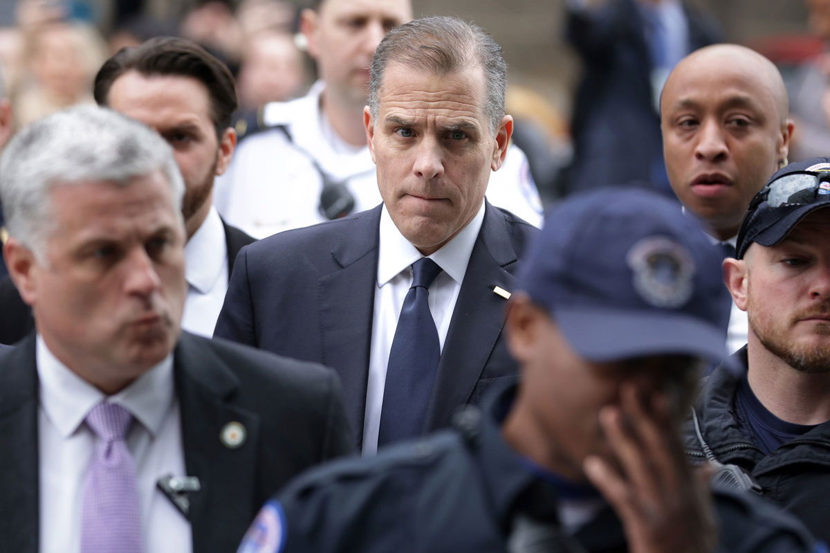 <i>Alex Wong/Getty Images via CNN Newsource</i><br/>Hunter Biden arrives for a closed door deposition in Washington