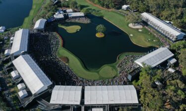 Sergio García reacts to sending his second consecutive tee shot into the lake.