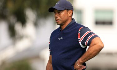 Tiger Woods waits on the first green during the second round of The Genesis Invitational.