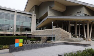 A Microsoft sign is seen at the company's headquarters on March 19