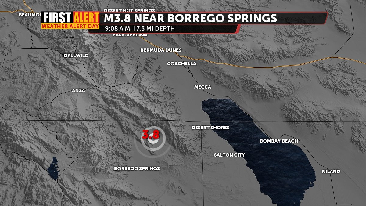 A 3.8 magnitude earthquake strikes an area near Borrego Springs