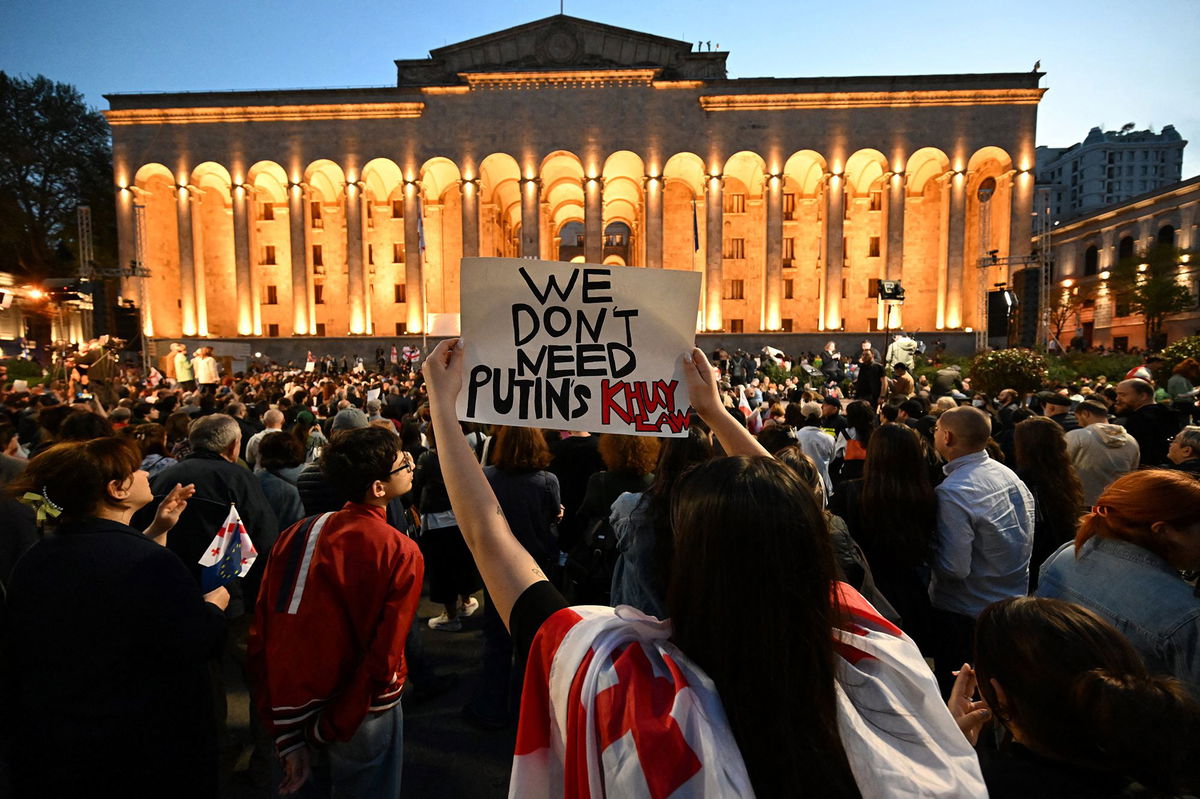 <i>Mirian Meladze/Anadolu/Getty Images via CNN Newsource</i><br/>Demonstrations against the bill continued into Monday.