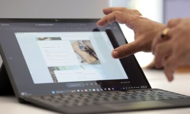 A demonstration of Microsoft's Recall feature on a Surface Pro is pictured following the Microsoft Briefing event in Redmond