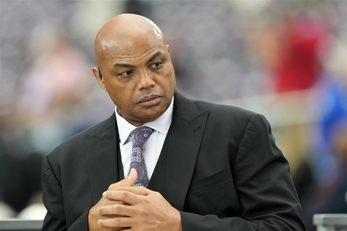 <i>Mitchell Layton/Getty Images via CNN Newsource</i><br/>TNT basketball analyst Charles Barkley on air before the NCAA Mens Basketball Tournament Final Four semifinal game between the Purdue Boilermakers and the North Carolina State Wolfpack at State Farm Stadium on April 06