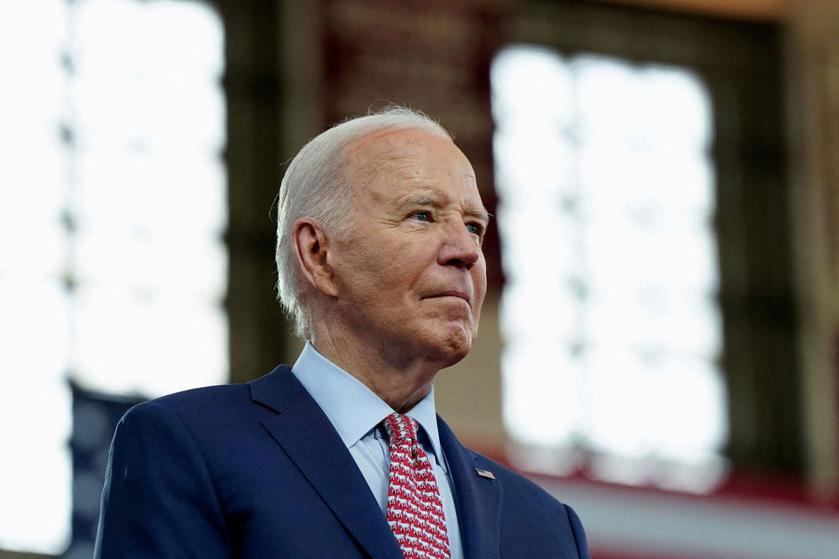 <i>Elizabeth Frantz/Reuters via CNN Newsource</i><br/>U.S. President Joe Biden looks on during a campaign event at Girard College in Philadelphia