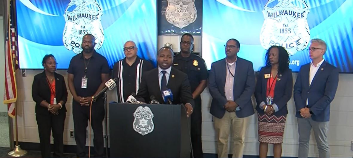 <i>WDJT via CNN Newsource</i><br/>Milwaukee leaders plead for end to gun violence after another child and pregnant woman were shot on June 27.