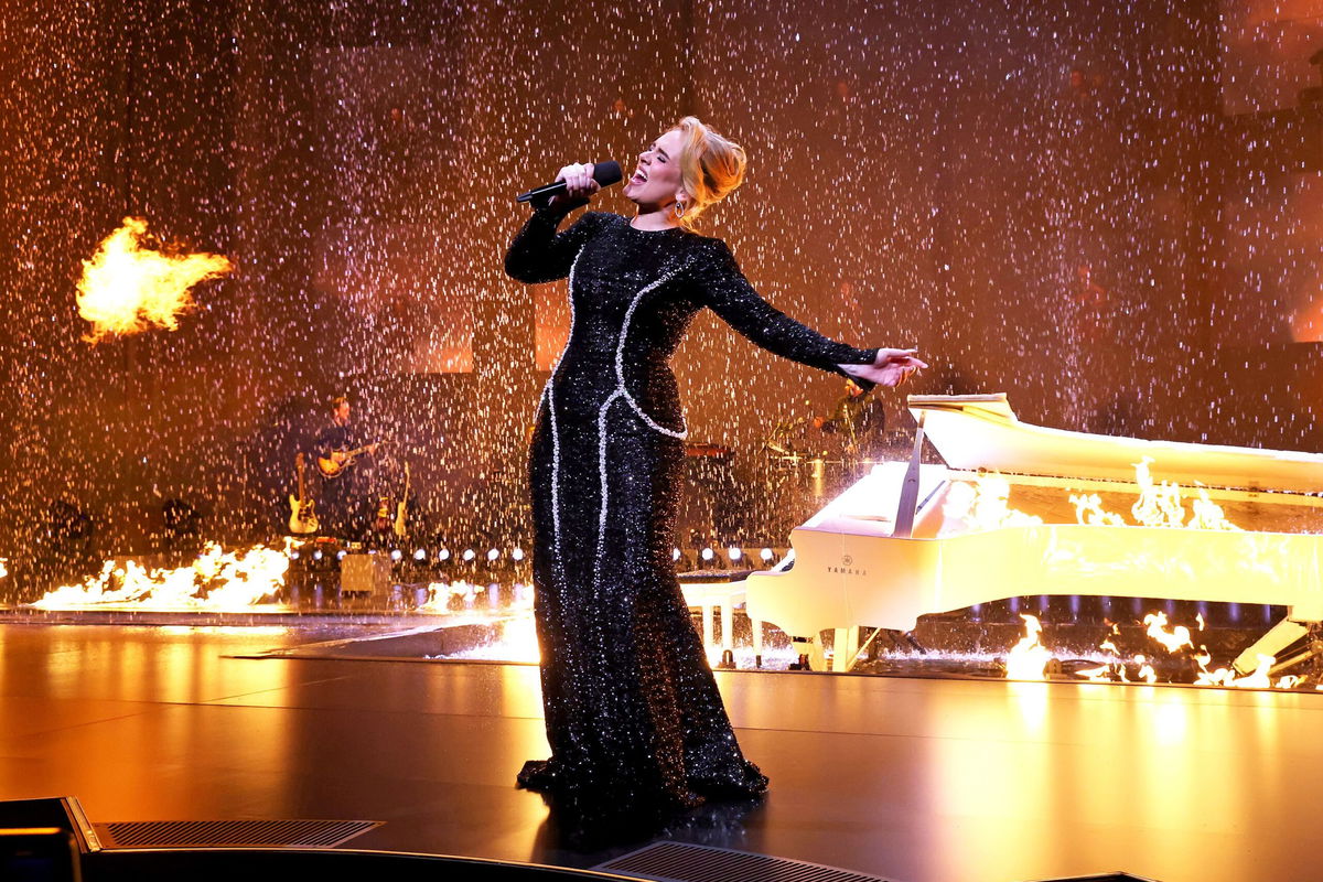 <i>Kevin Mazur/Getty Images via CNN Newsource</i><br/>Adele performs as part of her Weekends with Adele Las Vegas Residency at The Colosseum at Caesars Palace in January. She's making it clear that hateful comments are not tolerated at her concerts.