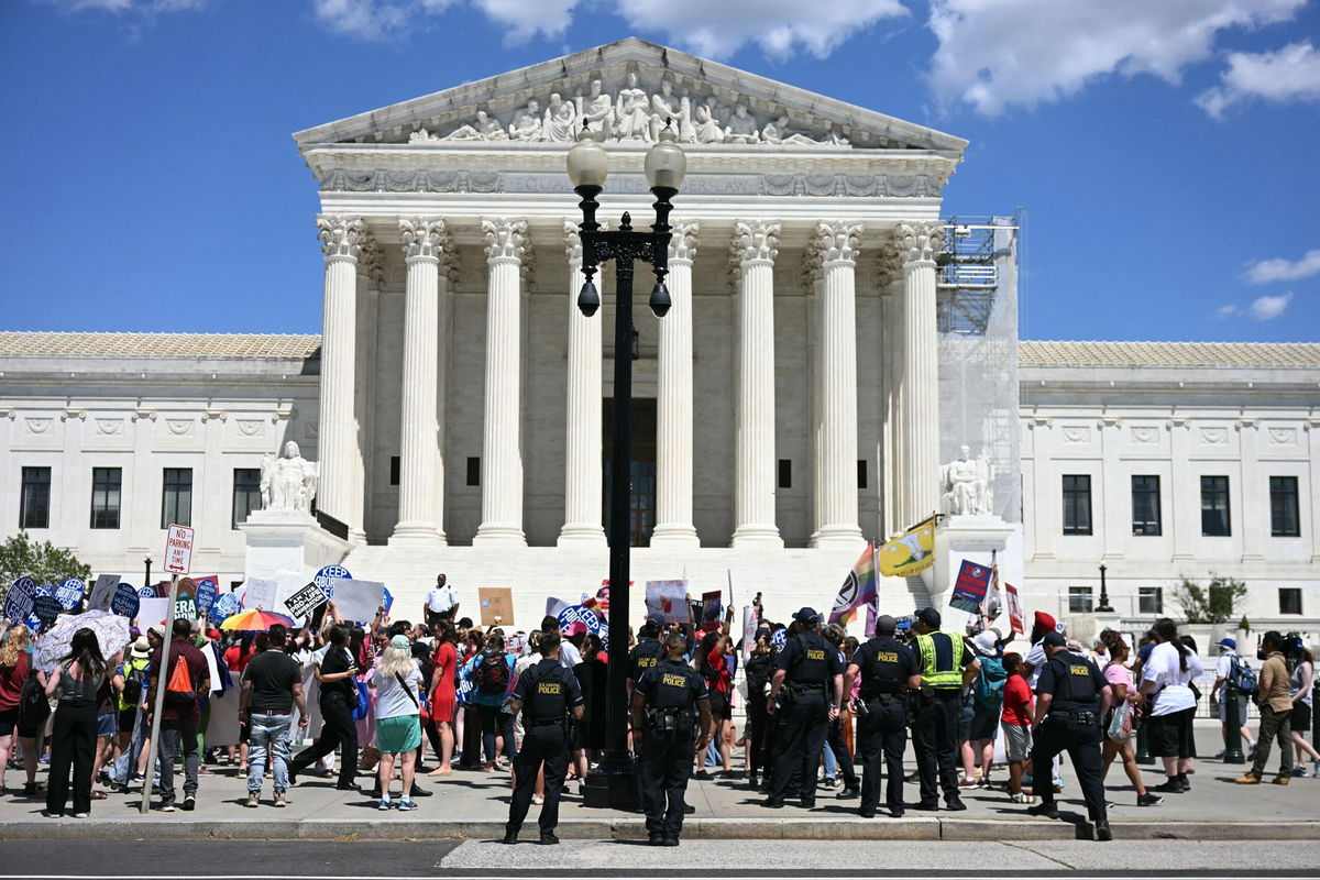 <i>Jim Watson/AFP/Getty Images via CNN Newsource</i><br/>Reproductive rights activists demonstrate in front of the US Supreme Court on June 24.