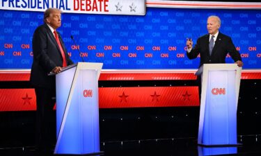 Former President Donald Trump and President Joe Biden debate at CNN's Atlanta studios on June 27