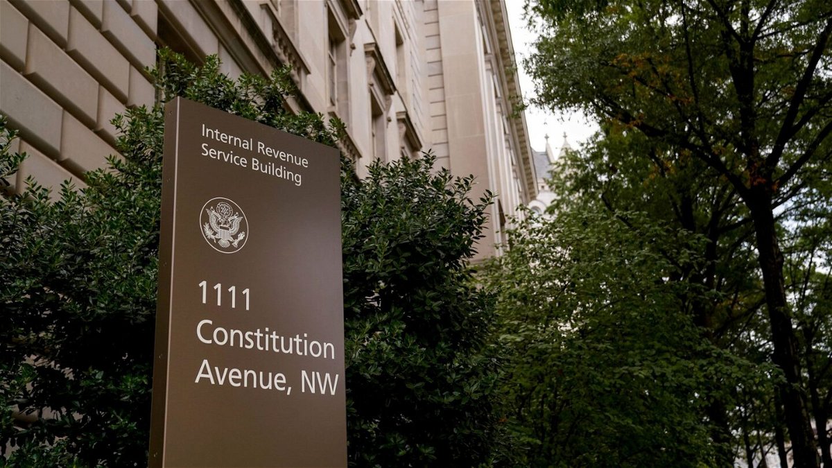 <i>Erin Scott/Reuters via CNN Newsource</i><br/>This September 2020 photo shows a sign for the Internal Revenue Service building in Washington