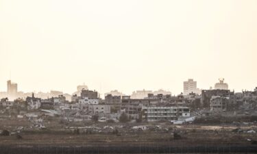 Collapsed buildings from the border near the city of Rafah on May 30.